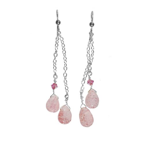 Sterling Silver & Signatic Pink Quartz Earrings