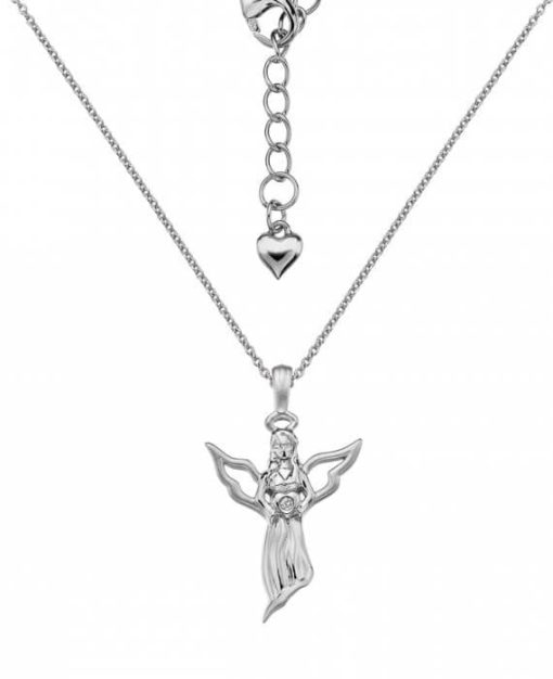 Celeste Silver and Diamond Angel Necklace