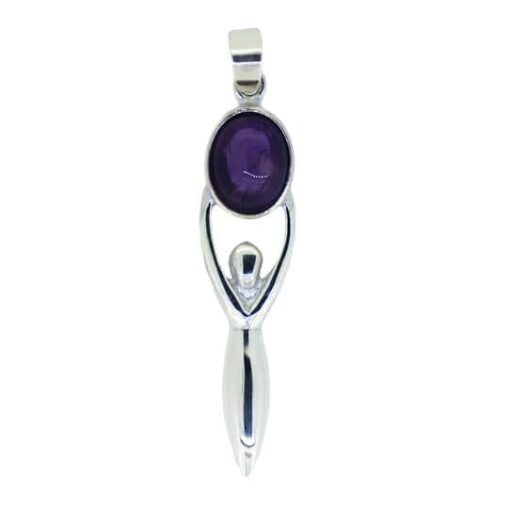 Sterling Silver & Amethyst Goddess Pendant 3582