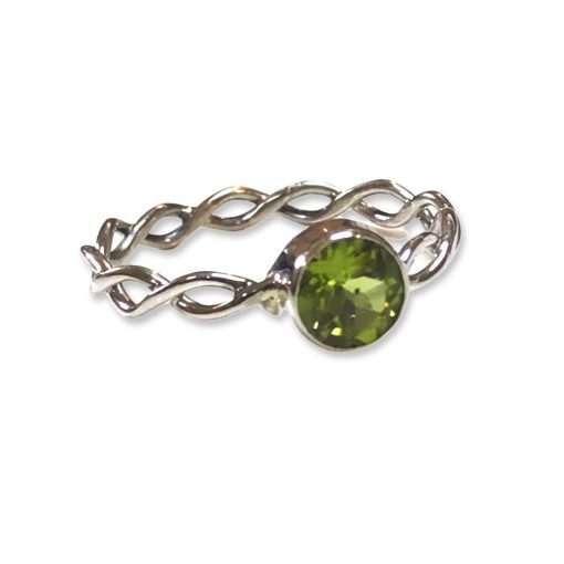 Peridot round solitaire faceted ring