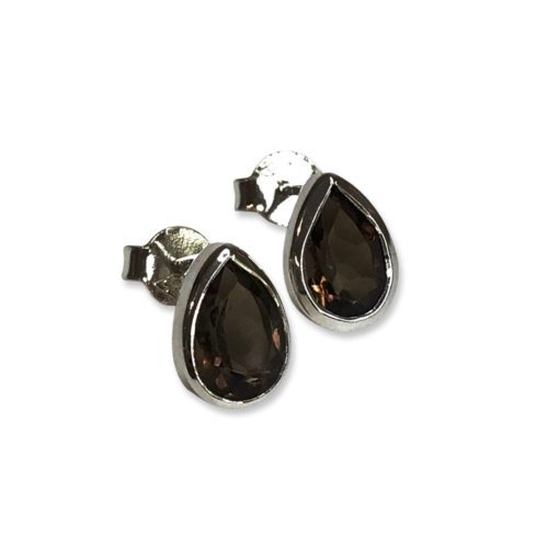 Smoky Quartz Peardrop Stud Earrings