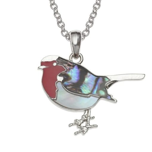 Paua Shell and Mother of Pearl Robin Necklace