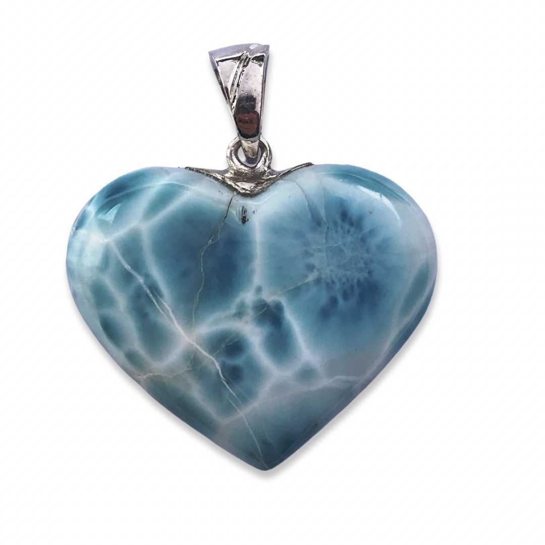 Larimar Heart Pendant 16.27g - Happy Glastonbury | Crystals & Gems