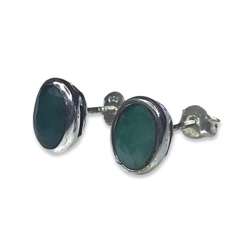 Emerald Oval Stud Earrings