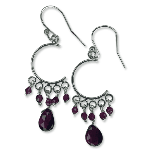 Garnet Demi Hoop Drop Earrings