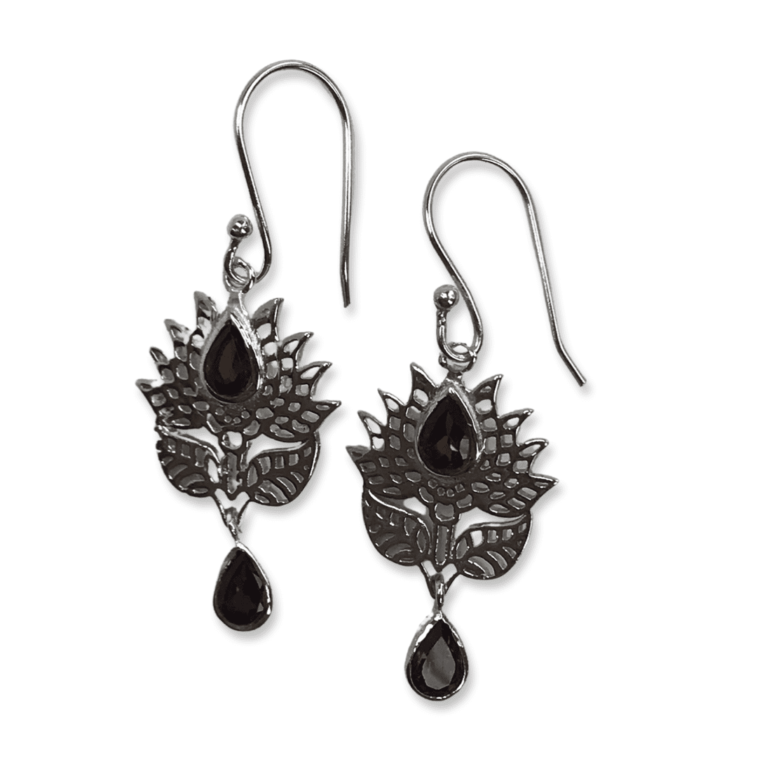 Garnet Flower Drop Earrings - Happy Glastonbury | Crystals & Gems