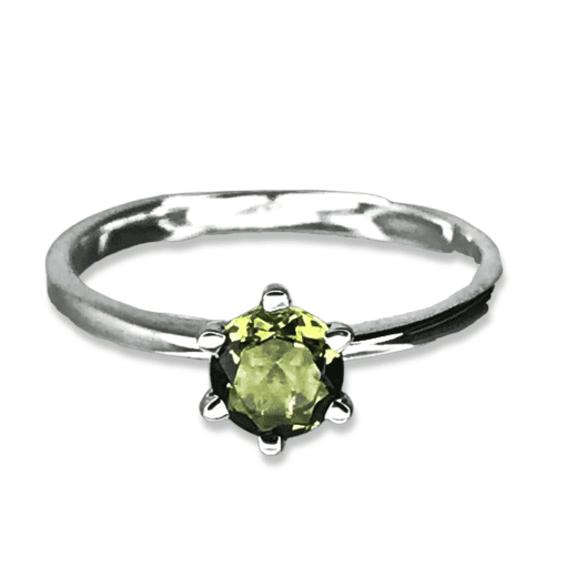 Moldavite Faceted 5mm Round Ring