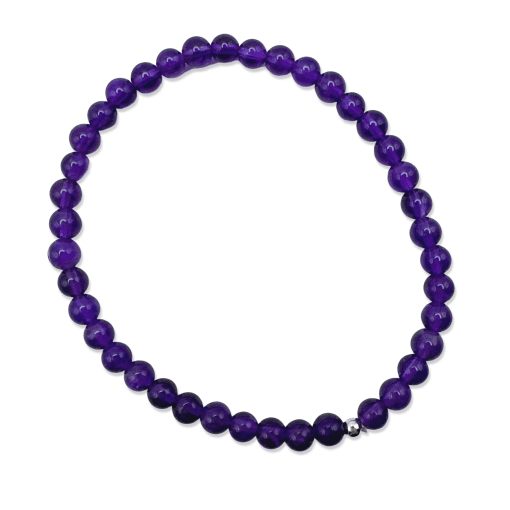 Amethyst 4 mm Round Bead Bracelet