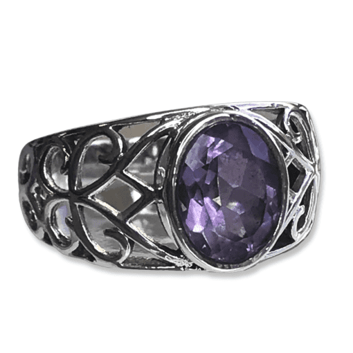 Faceted Amethyst Ring Size N