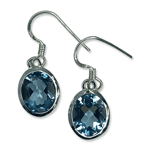 Blue Topaz Oval Drop Earrings