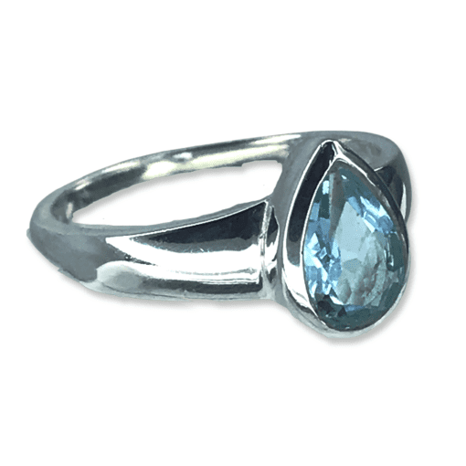 Blue Topaz Peardrop Ring