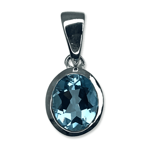 Blue Topaz Small Oval Pendant