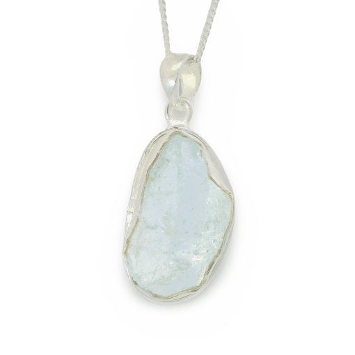 Natural Aquamarine Pendant and Chain 4.5g - Image 2