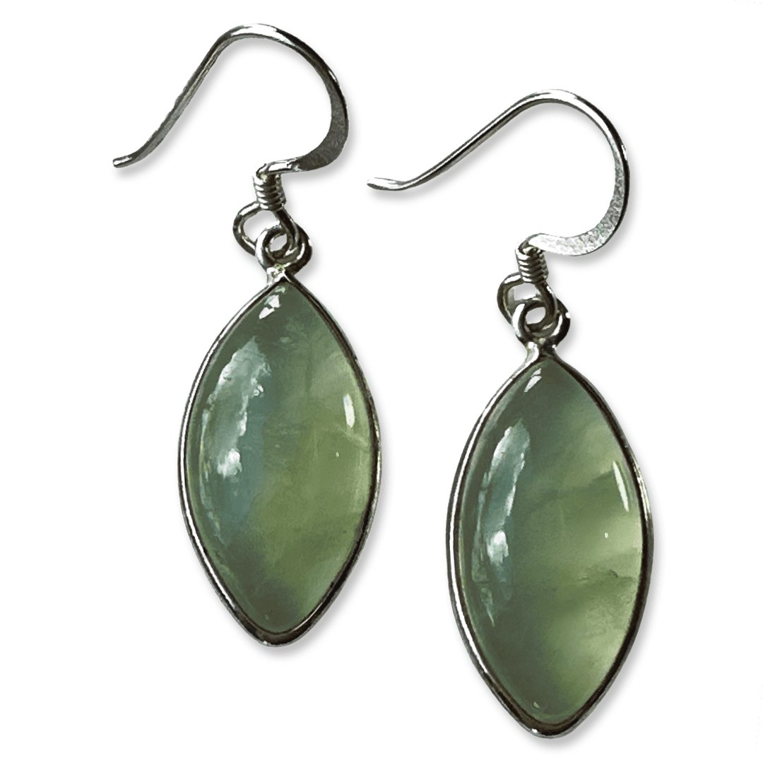 Prehnite Marquis Cabochon Drop Earrings 4.6g - Happy Glastonbury ...