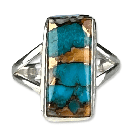 Spiny Oyster Turquoise Rectangle Ring Happy Glastonbury Crystals And Gems 