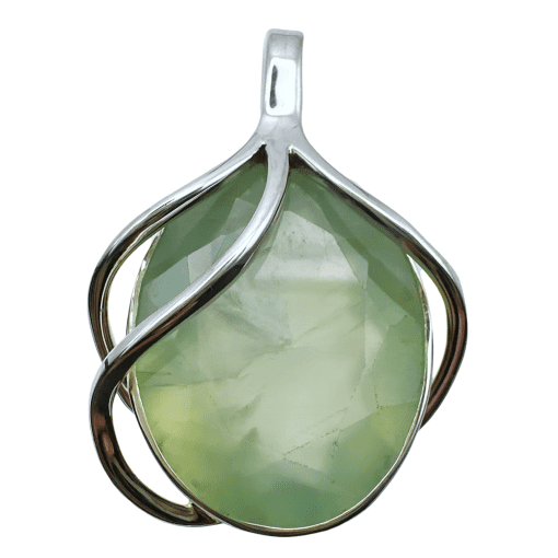 Prehnite Faceted Oval Detailed Pendant 10.1g