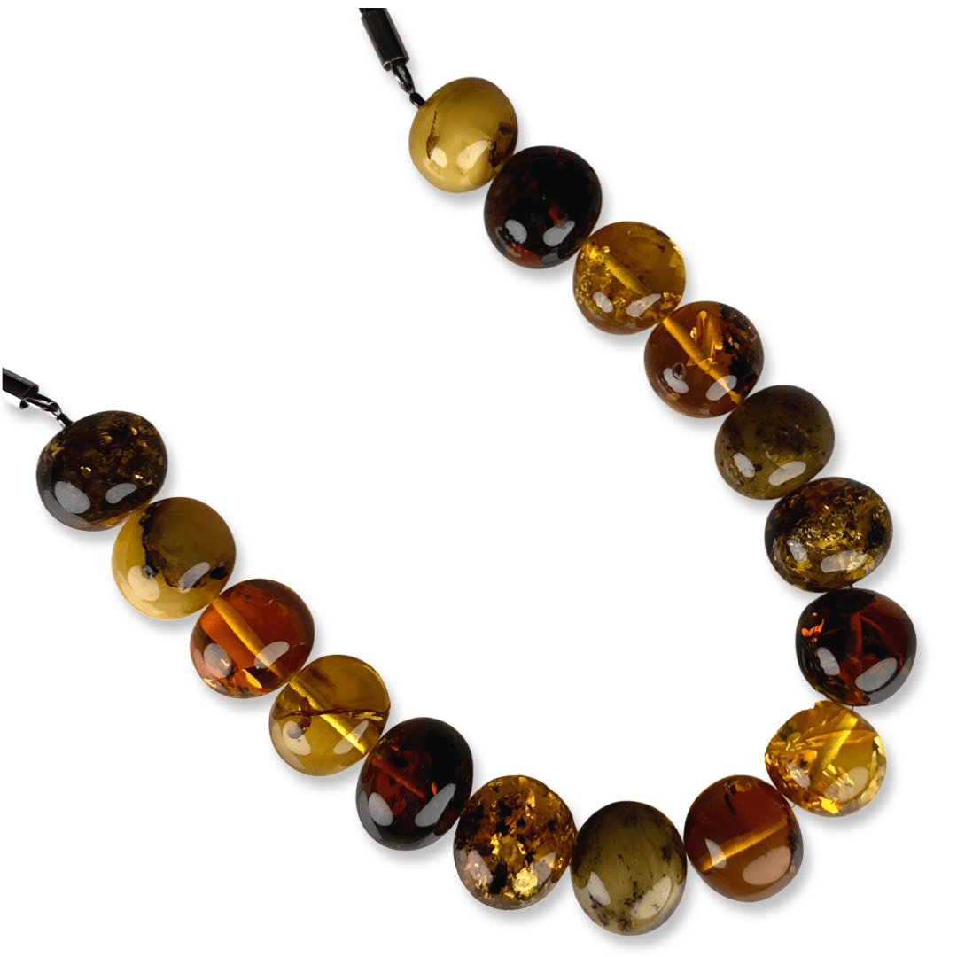 Amber Half Bead Necklace 33g - Happy Glastonbury | Crystals & Gems