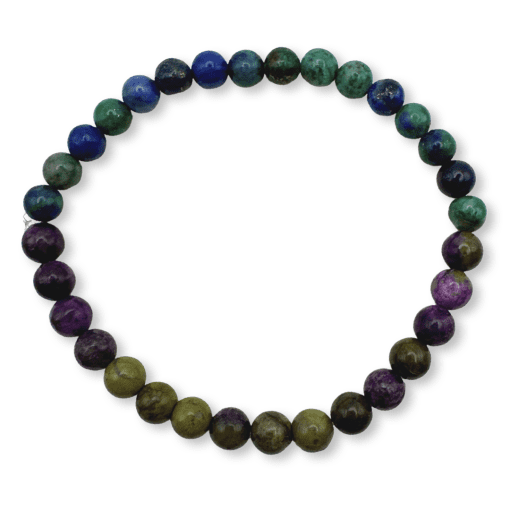 Atlantisite and Malachite Azurite 6mm Natural Bead Bracelet - Image 2