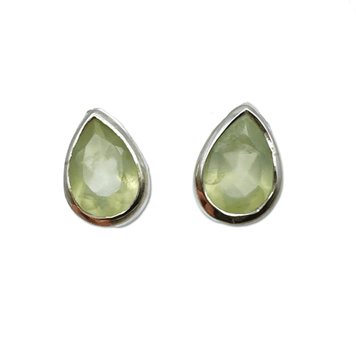 Prehnite Faceted Peardrop Stud Earrings 2.8g