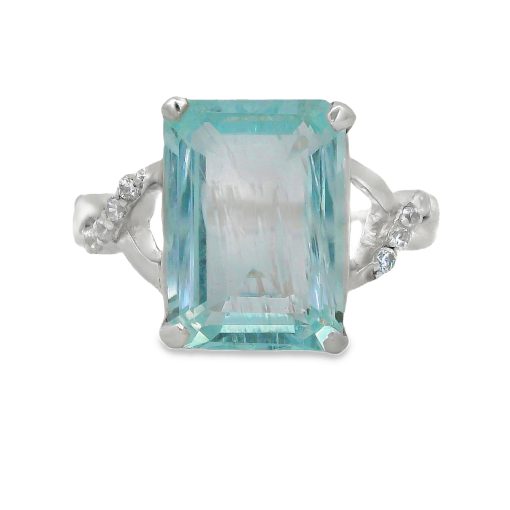 Aquamarine Claw Set Ring Size R