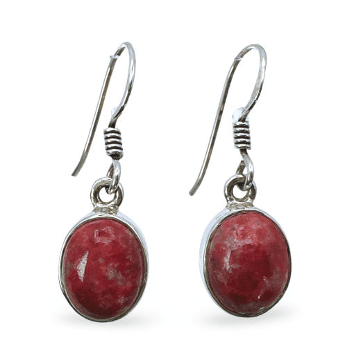 Thulite Oval Drop Earrings 2.9g